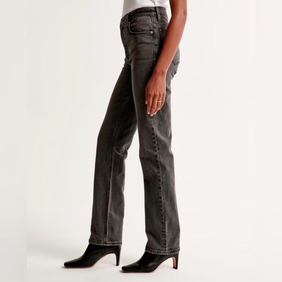Abercrombie 90s Straight Ultra High Rise Jeans – Black / Grey | Sz 27 / 4 Short - Picture 2 of 10